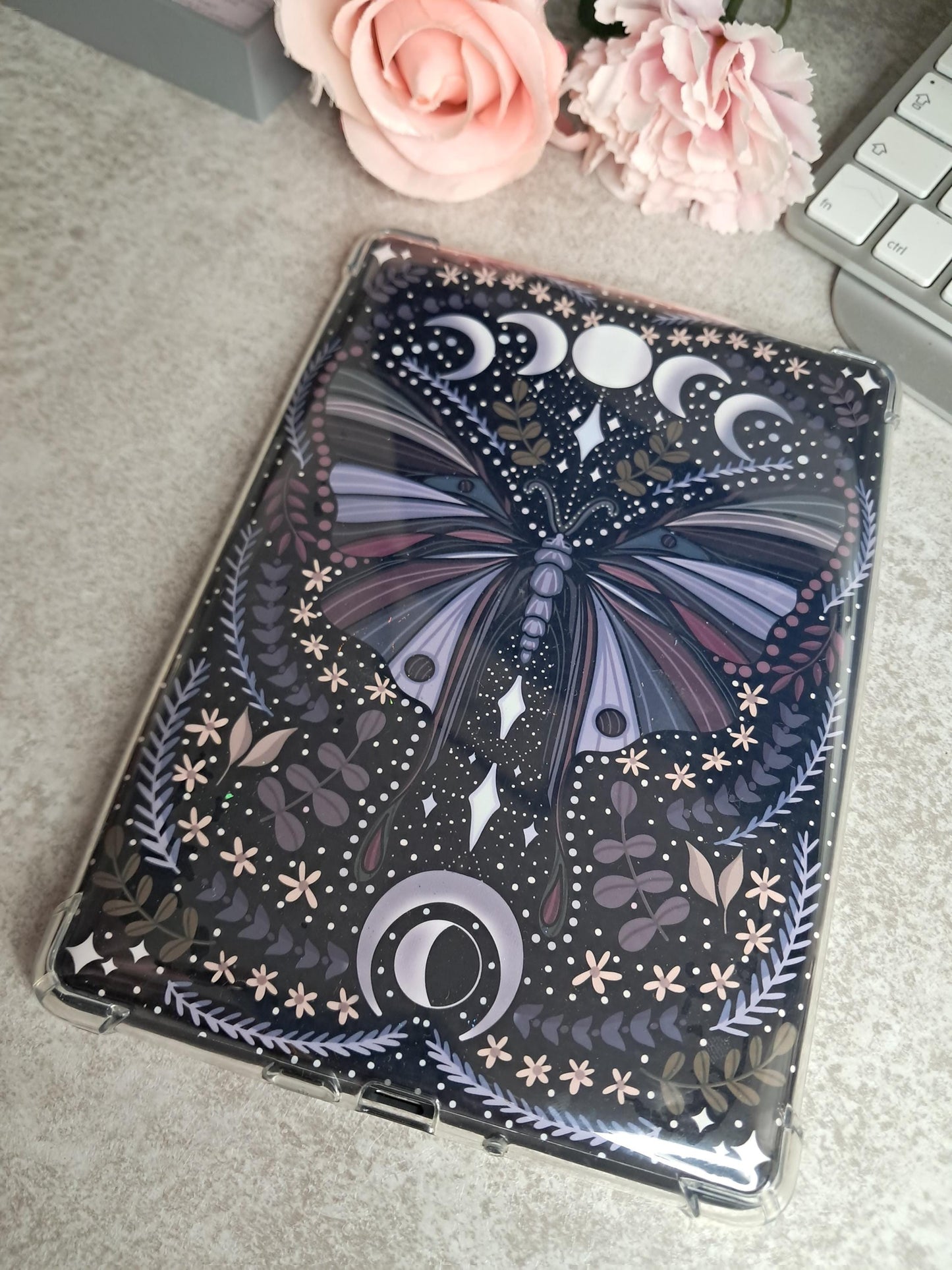 PRINTED Kindle Case Insert | Reader Gifts | Bookish | Sticker | Booktok | witch | fantasy | Romance | Romantasy | Moth | Colourful | Skin