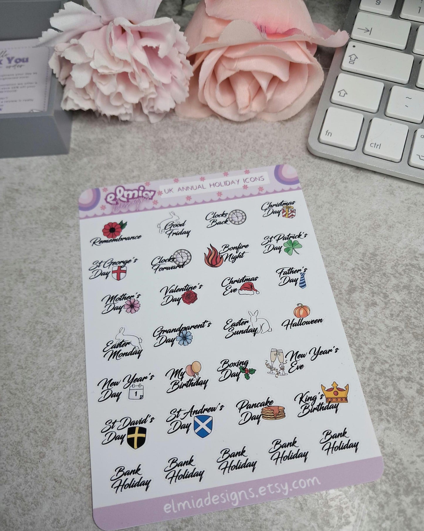 Printed UK Annual Holiday Date Planner Journal Diary Stickers | Bullet Journal | Planning | Bank Holiday | Calendar Dates | tracker