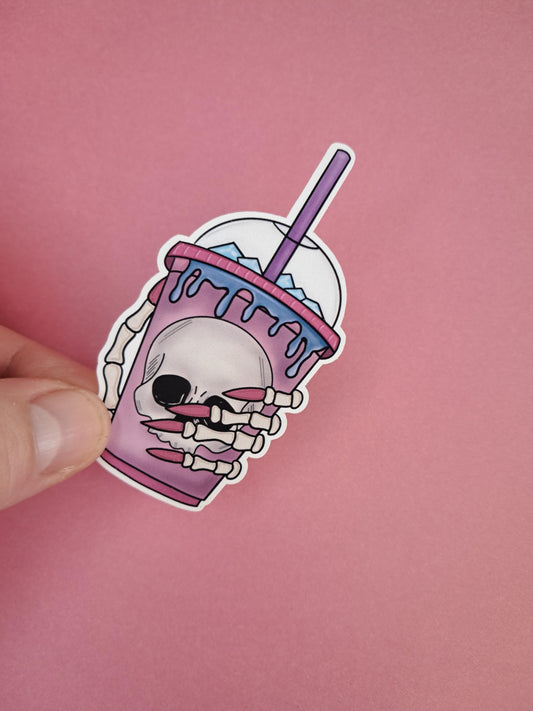 Skull gothic hydration tea  coffee Sticker Die cut Decal planner | vinyl sticker | Kindle | Laptop | Book | Water Bottle | Bookish | Phone