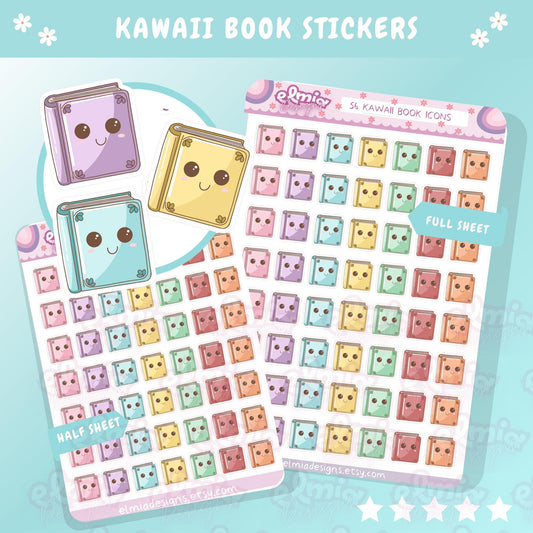48 Cute Kawaii Book or reading journal rating stickers | Currently Reading Tracker | Mini Books | Book Cover Vinyl planner stickers Study