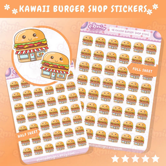 PRINTED Burger Shop Meal Fast Food Planner Stickers Cheat Day Treat Date Night Big Mac Cheeseburger Kawaii Sticker Journal vinyl sticker