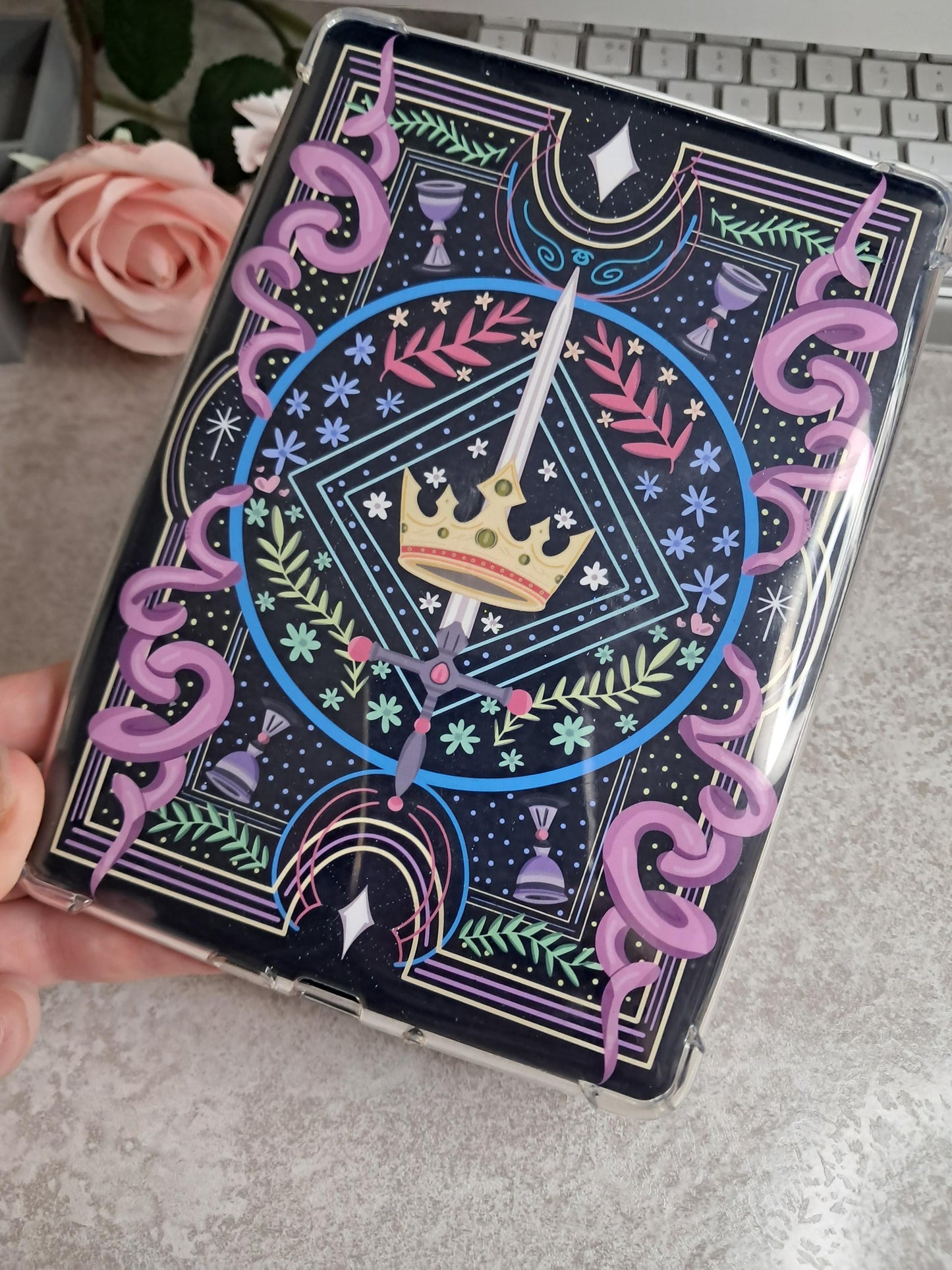 PRINTED Kindle Case Insert | Reader Gifts | Bookish | Sticker | Booktok | crown | fantasy | Romance | Romantasy | swor | Colourful | Skin