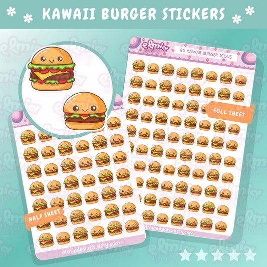 PRINTED Burger Meal Fast Food Planner Stickers Cheat Day Treat Date Night Big Mac Cheeseburger Kawaii Sticker Journal Stickers vinyl sticker