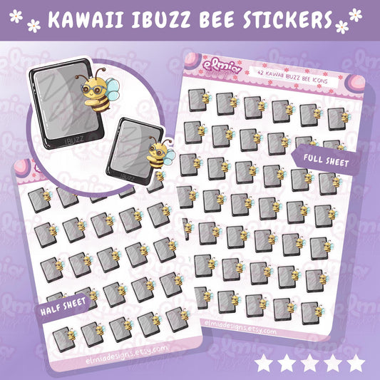 42 Cute Neutral IBuzz Bee Character E-reader Kindle Ipad Reading Journal Planner Sticker Journaling | Calendar Planning Kawaii book tracker