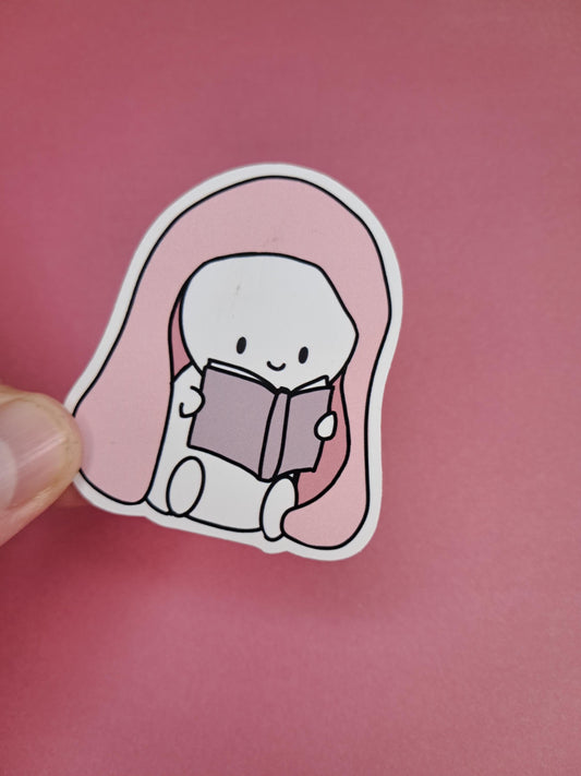 Cute Kawaii Emoji Reading Sticker Die cut Decal planner stickers | vinyl sticker | Kindle | Laptop | Book | Water Bottle | Bookish | Phone
