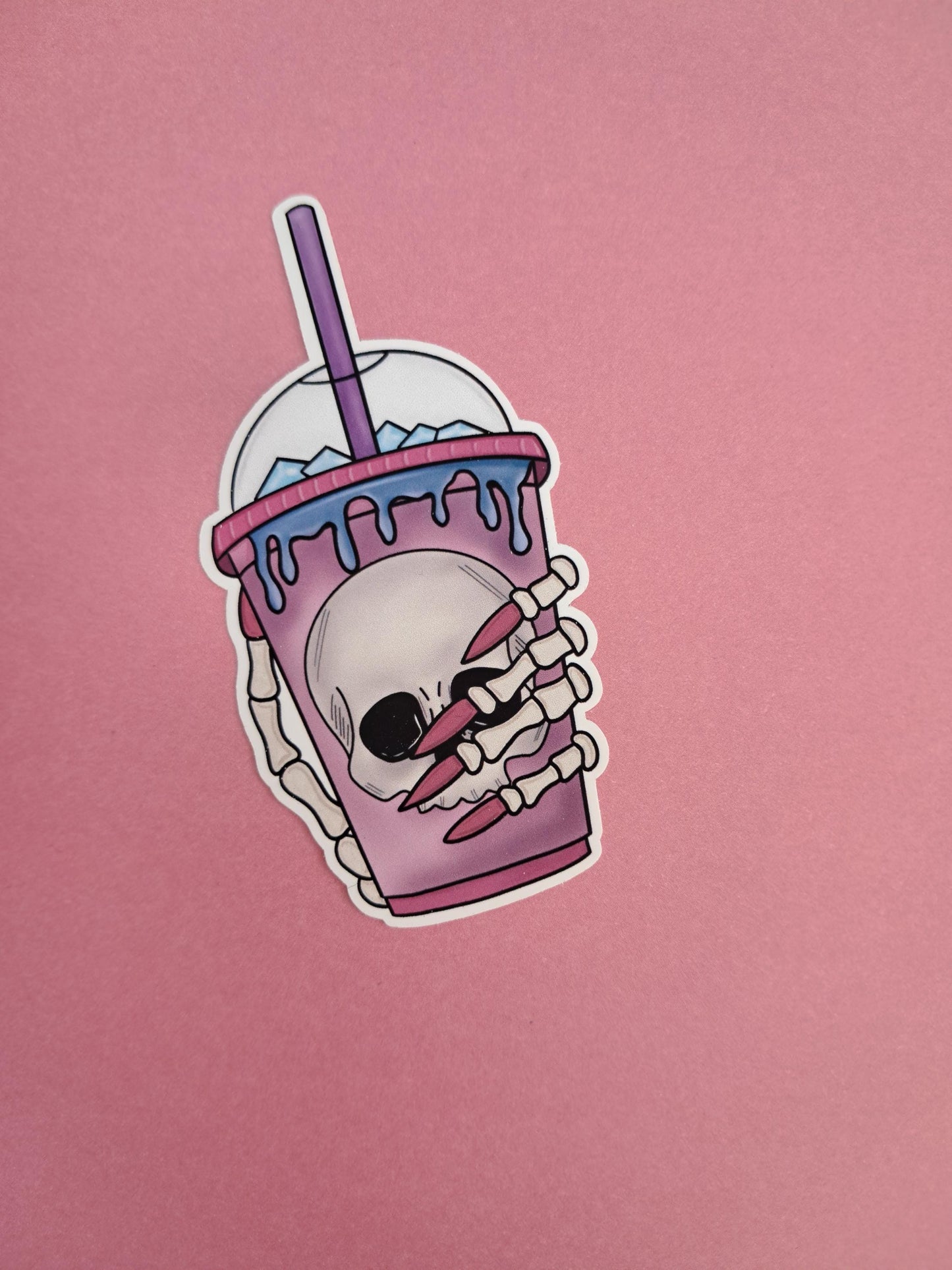 Skull gothic hydration tea coffee Sticker Die cut Decal planner | vinyl sticker | Kindle | Laptop | Book | Water Bottle | Bookish | Phone