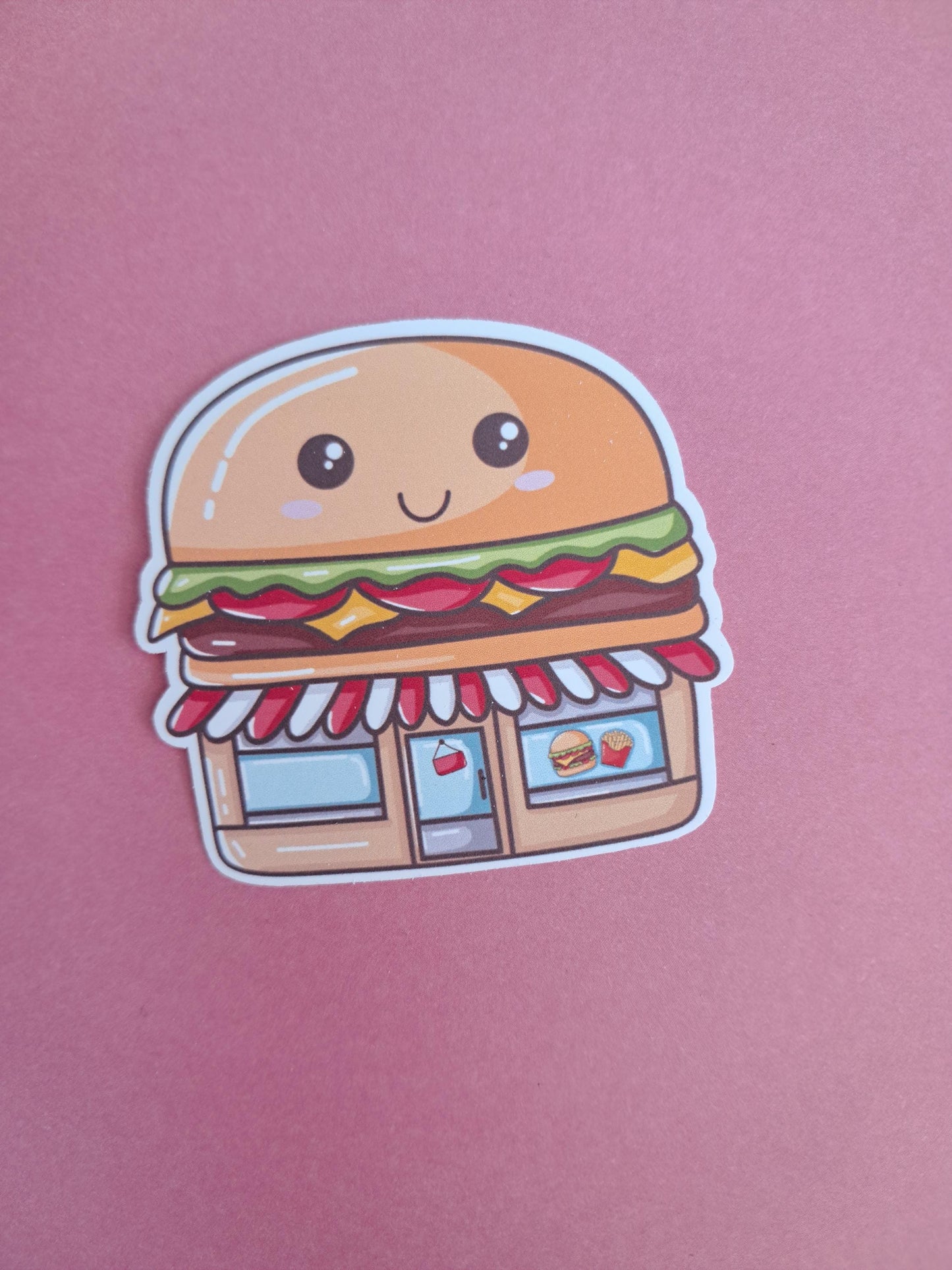 Cute kawaii burger shop gift Reading Sticker Die cut Decal planner vinyl sticker | Kindle | Laptop | Book | Water Bottle | Bookish | Phone