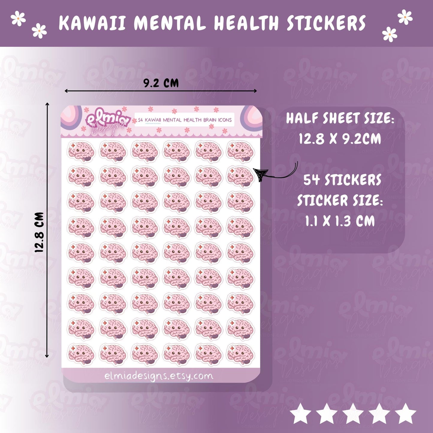 57 Cute Kawaii Mental Health Brain Care Planner stickers | Medical Doctor Tracker Appointment | Study Journal Medicine Functional Decorative