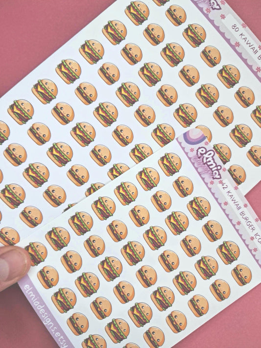 80 Cute Burger Meal Fast Food Planner Stickers Cheat Day Treat Date Night Big Mac Cheeseburger Kawaii Stickers Journal Sticker vinyl sticker