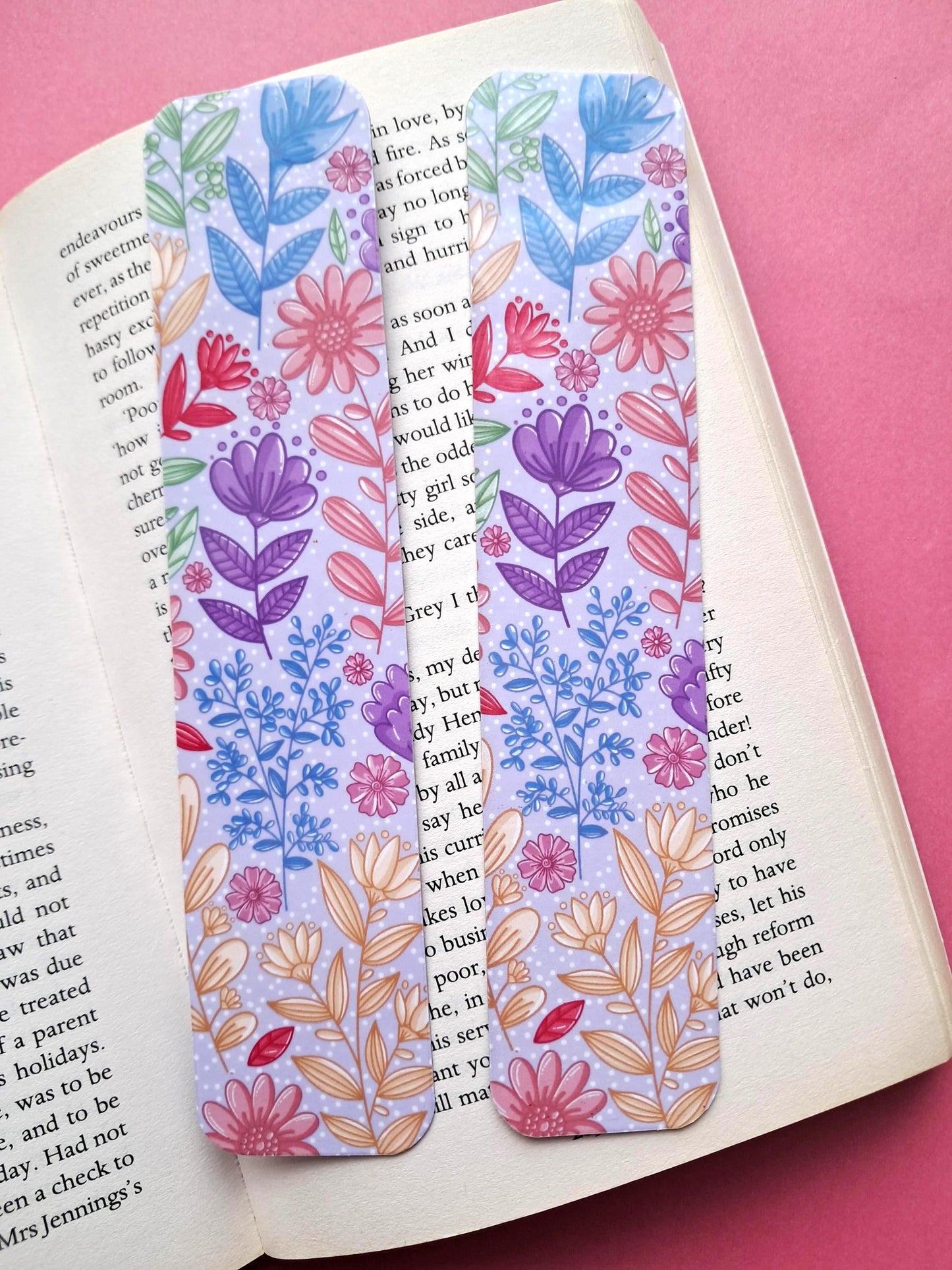 Bookmark | Reader Gifts | Bookish | Sticker | Booktok | Colourful Flowers Floral | Romance Genre Pastel | Page Marker Book Club Bookish Gift