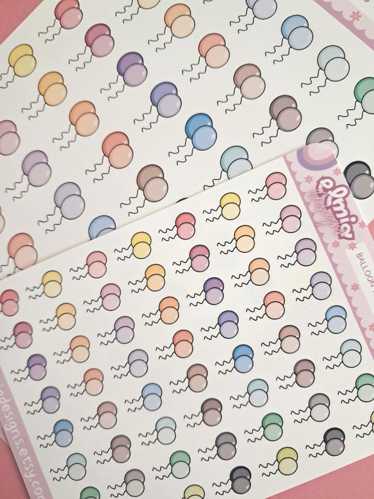 56 Cute Bright Balloon Planner Stickers | Birthday | BUJO | Planning | Journaling | Celebration | Mini Size | Standard Size | Custom