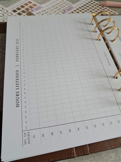 Digital Download A5 Size Reading Journal | Bookish gifts | Book Review | Reading | Planner inserts | Audiobook Listening Tracker BUJO