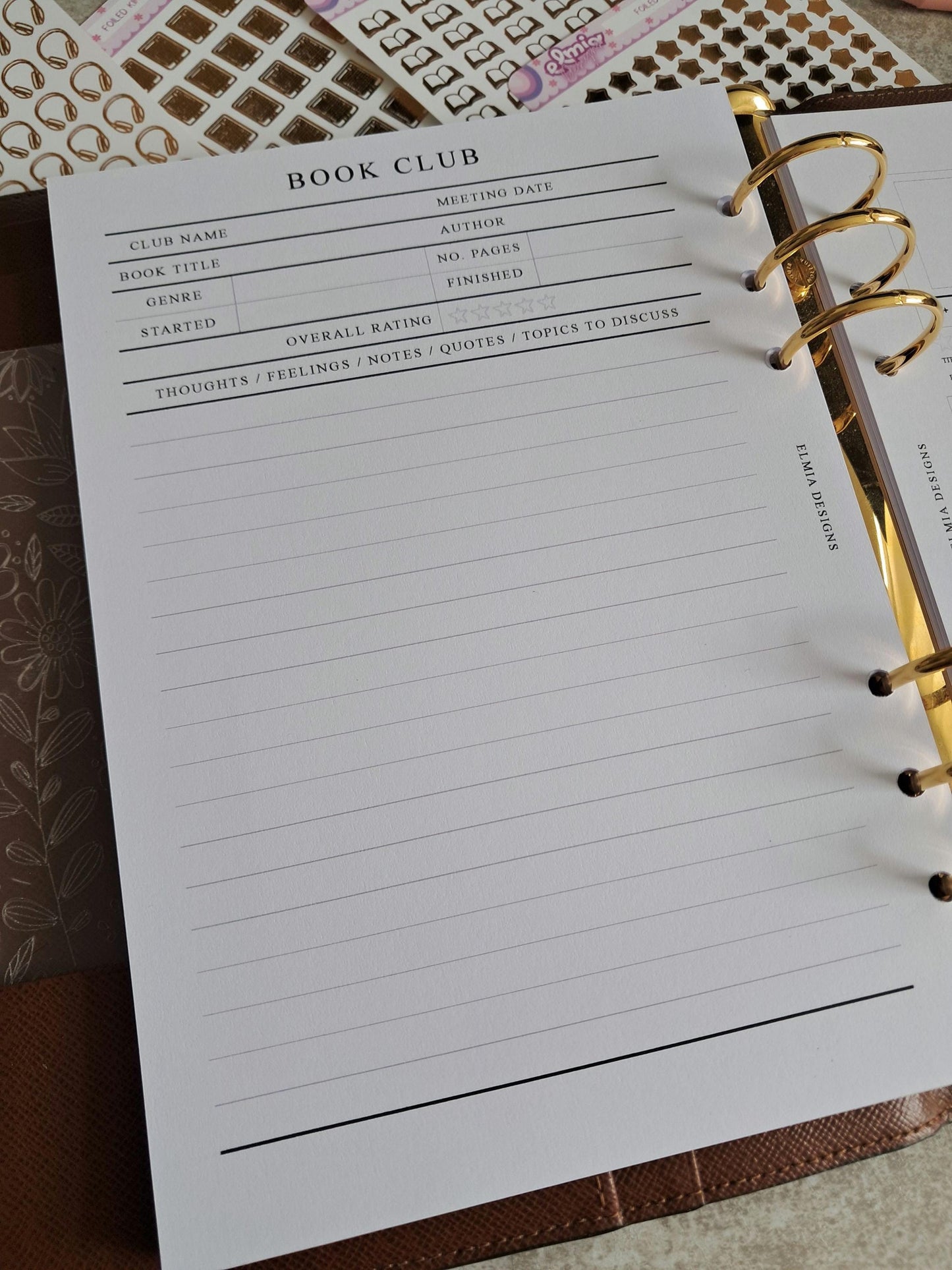 Digital Download A5 Size Reading Journal | Bookish gifts | Book Review | Reading tracker | Planner insert | Bookclub Meeting Notes Book Club