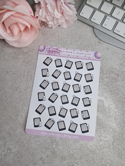 Cute Neutral Beanie Character E-reader Kindle Reading Journal Planner Sticker Journaling | Calendar | BUJO | Planning | Kawaii book tracker