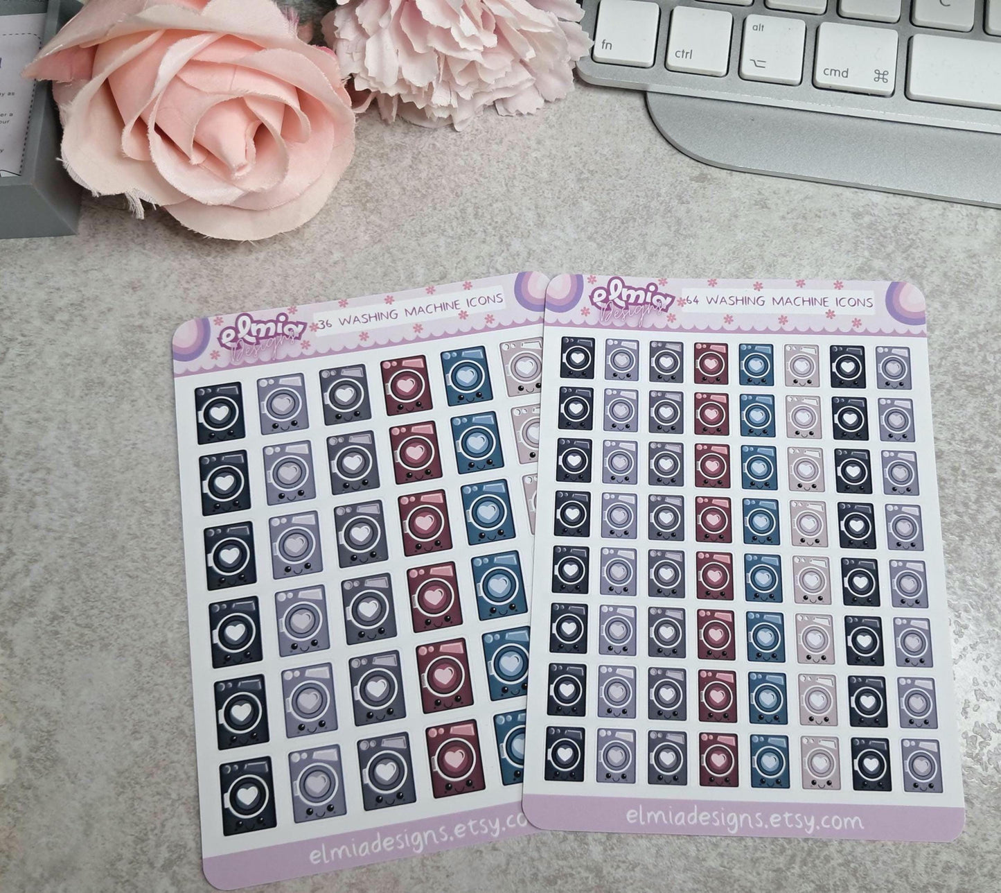 Cute Bright Neutral Washing Machine | Chores | Tumble Dryer | Journaling | Calendar  Planner Stickers | BUJO | Planning | Kawaii Anime