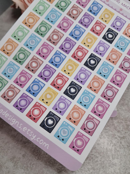 Cute Bright Neutral Washing Machine | Chores | Tumble Dryer | Journaling | Calendar  Planner Stickers | BUJO | Planning | Kawaii Anime