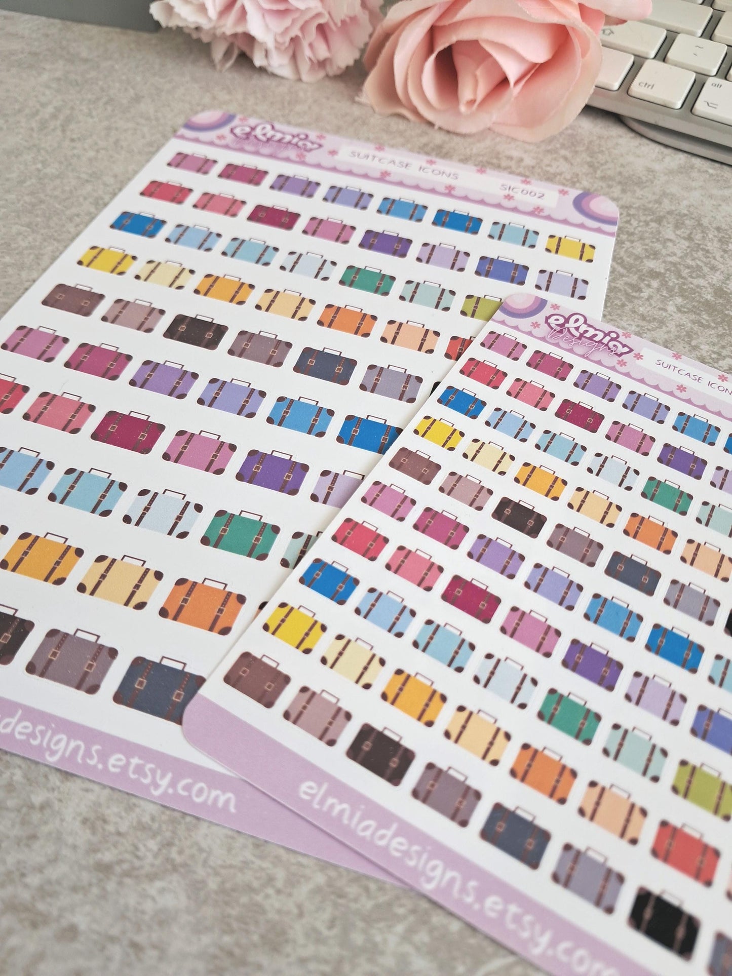 80 Cute Bright Suitcase or Briefcase Planner Stickers | Holiday | BUJO | Planning | Journaling | Work | Summer | Mini Size | Travel