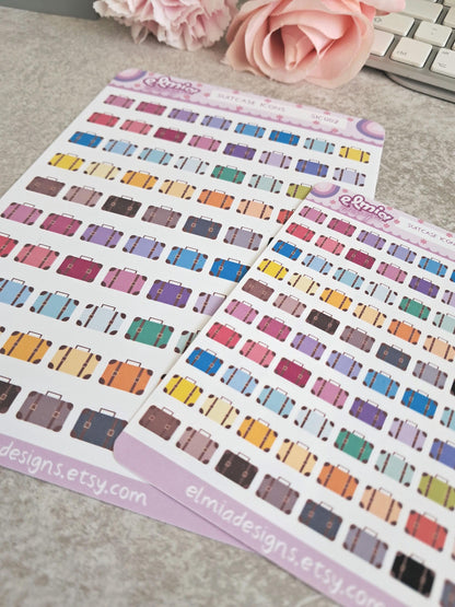 80 Cute Bright Suitcase or Briefcase Planner Stickers | Holiday | BUJO | Planning | Journaling | Work | Summer | Mini Size | Travel
