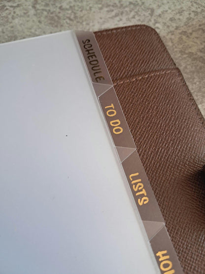 Custom Foiled Side Top Bottom Tab Dividers | BUJO | Planner Insert | Plastic Divider | Personal | A5 | A6 | Pocket | B6 | Journal | Planning