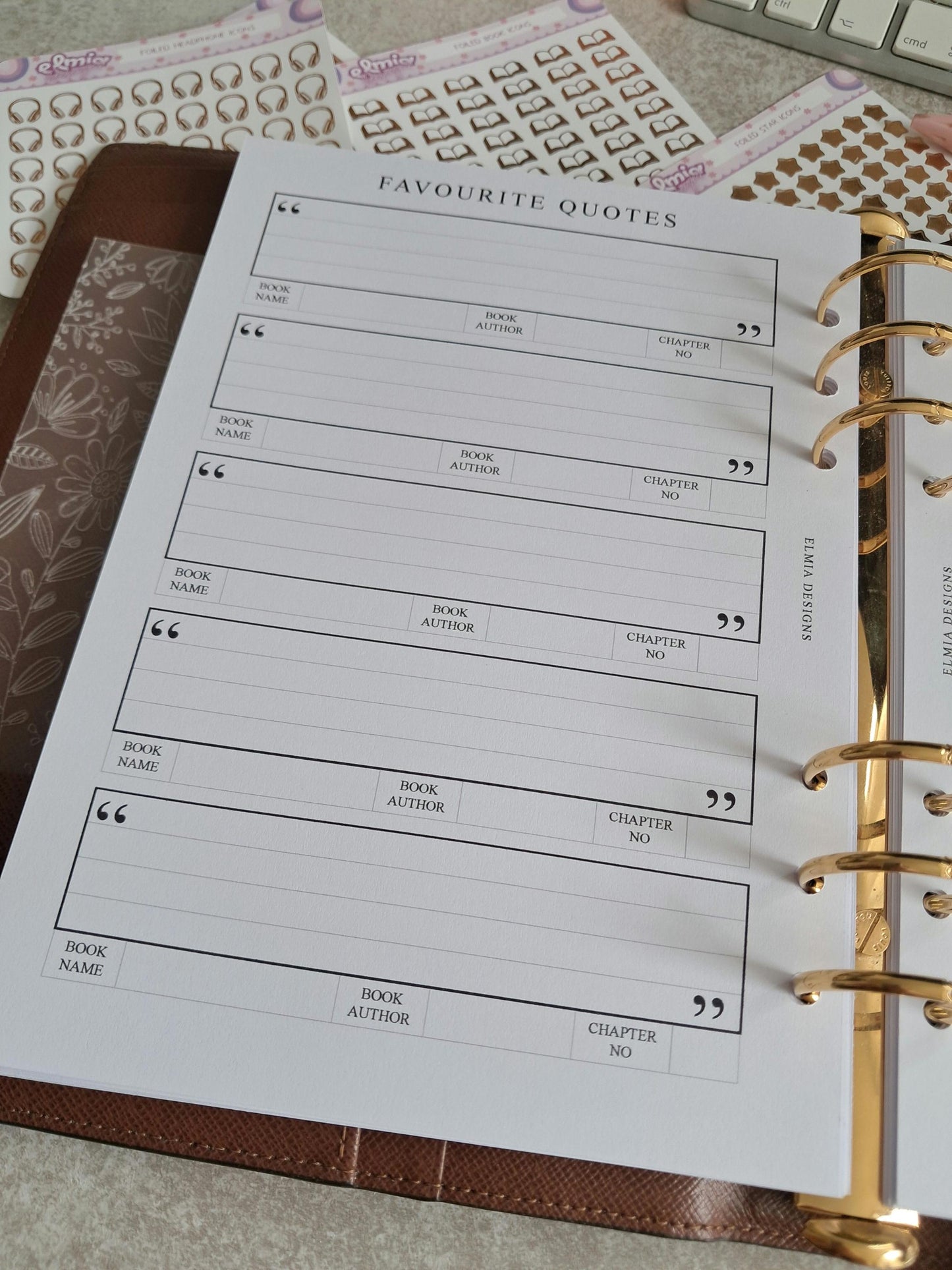 Digital Download A5 Size Reading Journal | Bookish gifts | Book Review | Reading tracker | Planner inserts | Favourite Book Quotes