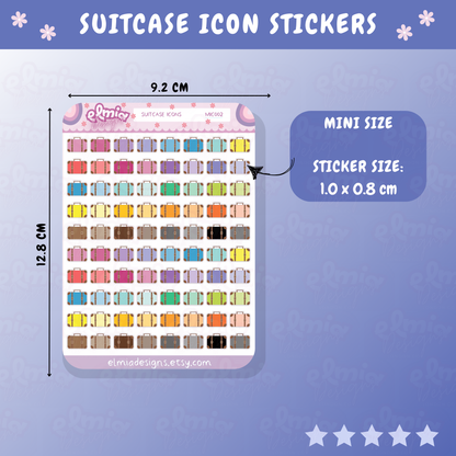 80 Cute Bright Suitcase or Briefcase Planner Stickers | Holiday | BUJO | Planning | Journaling | Work | Summer | Mini Size | Travel