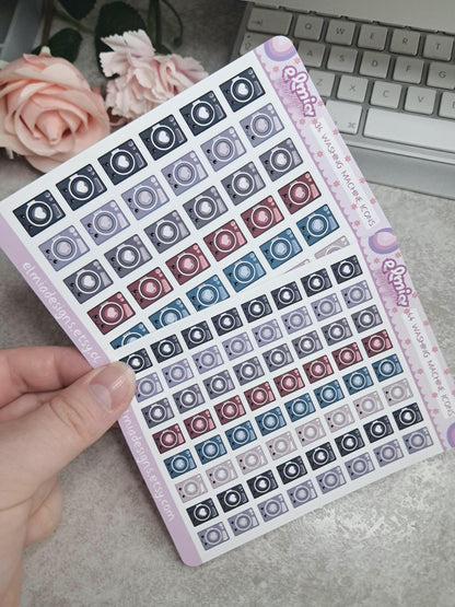 Cute Bright Neutral Washing Machine | Chores | Tumble Dryer | Journaling | Calendar  Planner Stickers | BUJO | Planning | Kawaii Anime