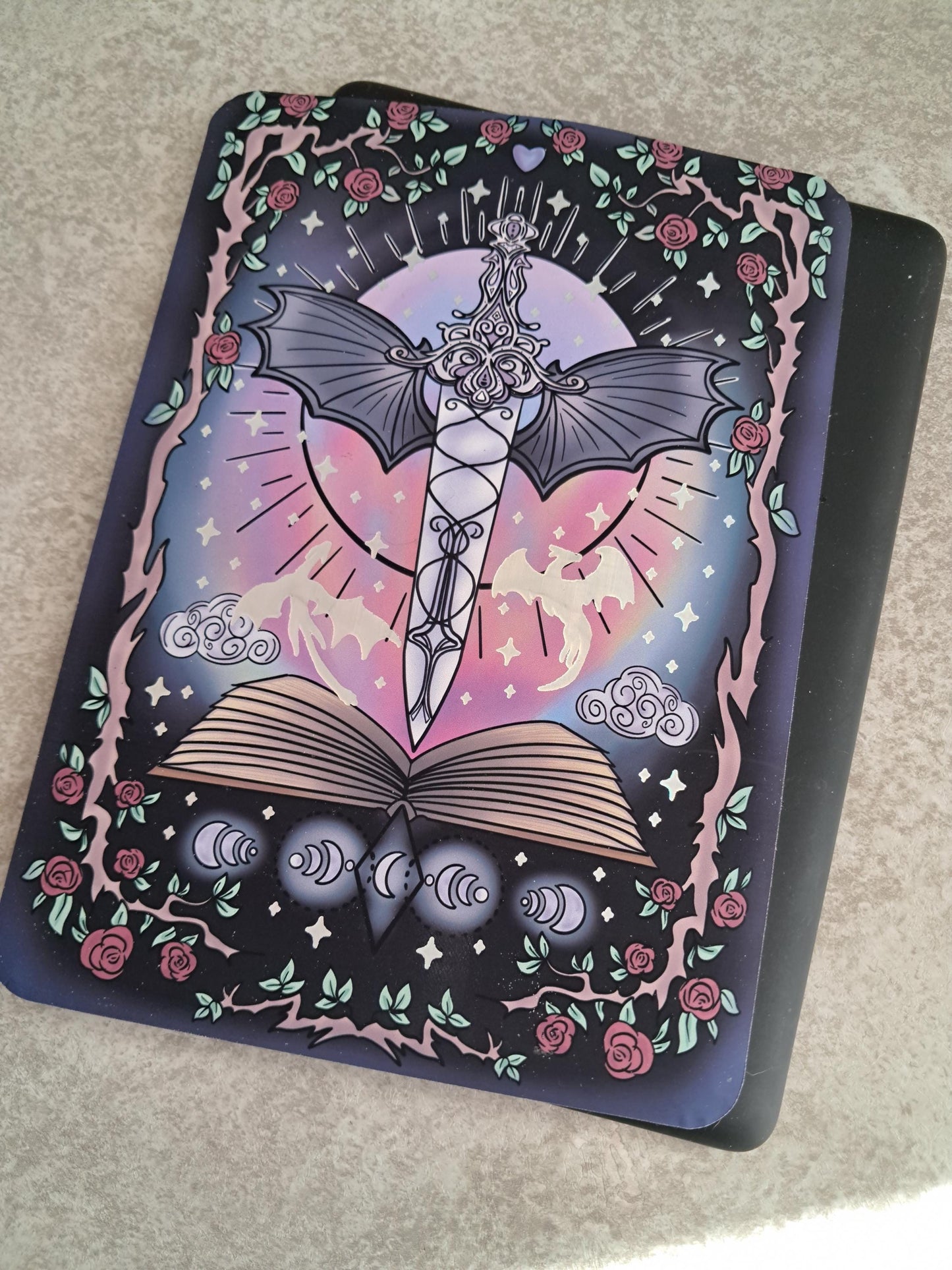 Foiled Kindle Case Insert | Reader Gifts | Bookish | Sticker | Booktok | dragons | fantasy | Romance | Romantasy | Moon | Colourful | Skin