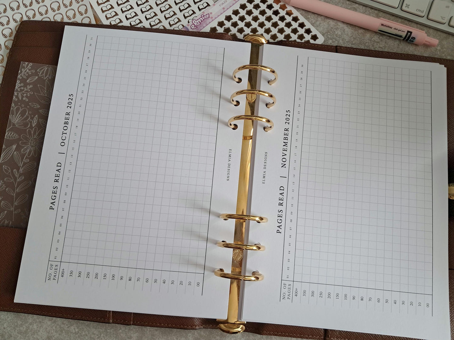 Digital Download A5 Size Reading Journal | Bookish gifts | Book Review | tracker | Planner inserts | Monthly Daily Reading Trackers