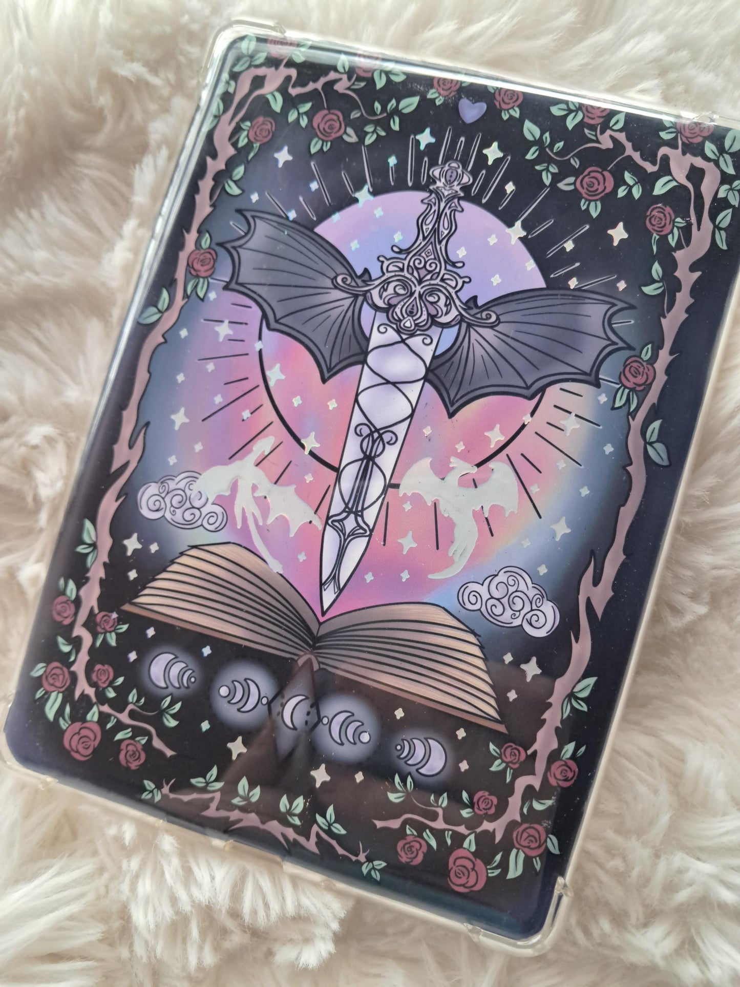 Foiled Kindle Case Insert | Reader Gifts | Bookish | Sticker | Booktok | dragons | fantasy | Romance | Romantasy | Moon | Colourful | Skin