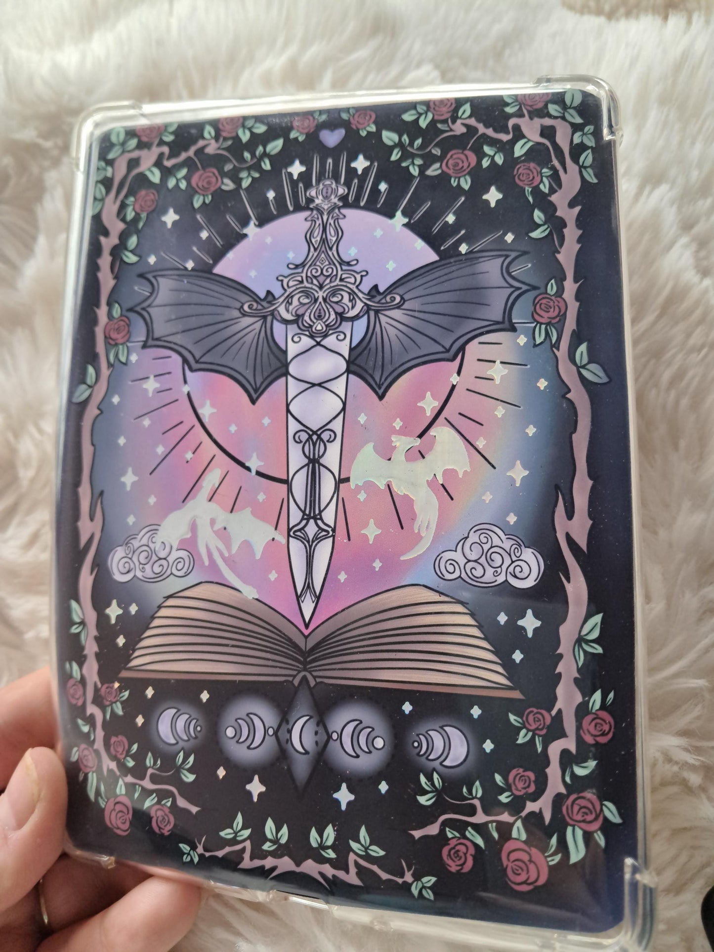 Foiled Kindle Case Insert | Reader Gifts | Bookish | Sticker | Booktok | dragons | fantasy | Romance | Romantasy | Moon | Colourful | Skin