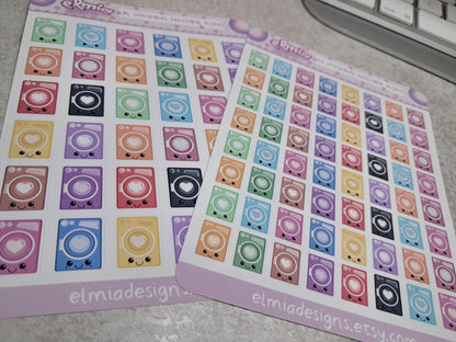 Cute Bright Neutral Washing Machine | Chores | Tumble Dryer | Journaling | Calendar  Planner Stickers | BUJO | Planning | Kawaii Anime
