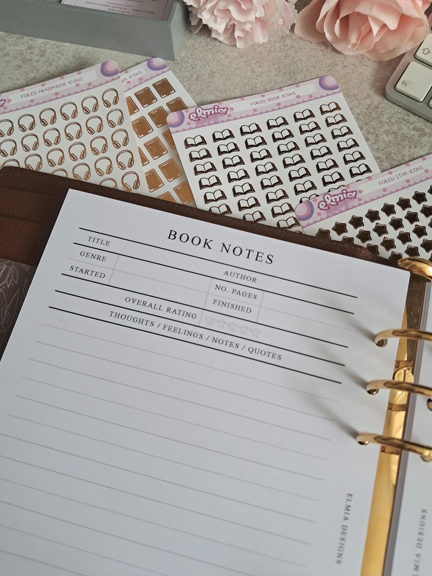 Digital Download A5 Size Reading Journal | Bookish gifts | Book Review | Reading tracker | Planner inserts | Book Note Pages