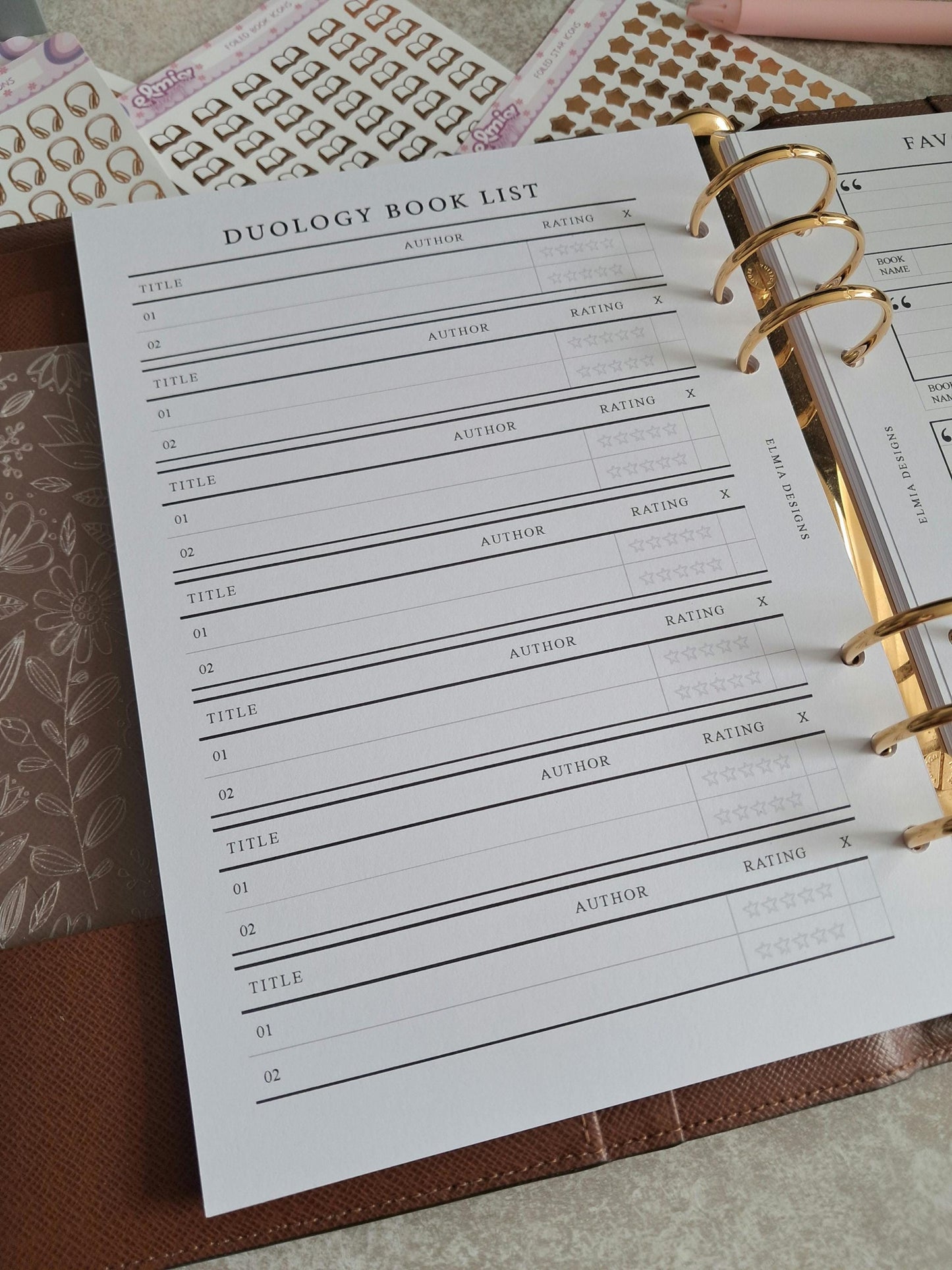 Digital Download A5 Size Reading Journal | Bookish gifts | Book Review | Reading tracker | Planner inserts | Duology Book Series Trackers