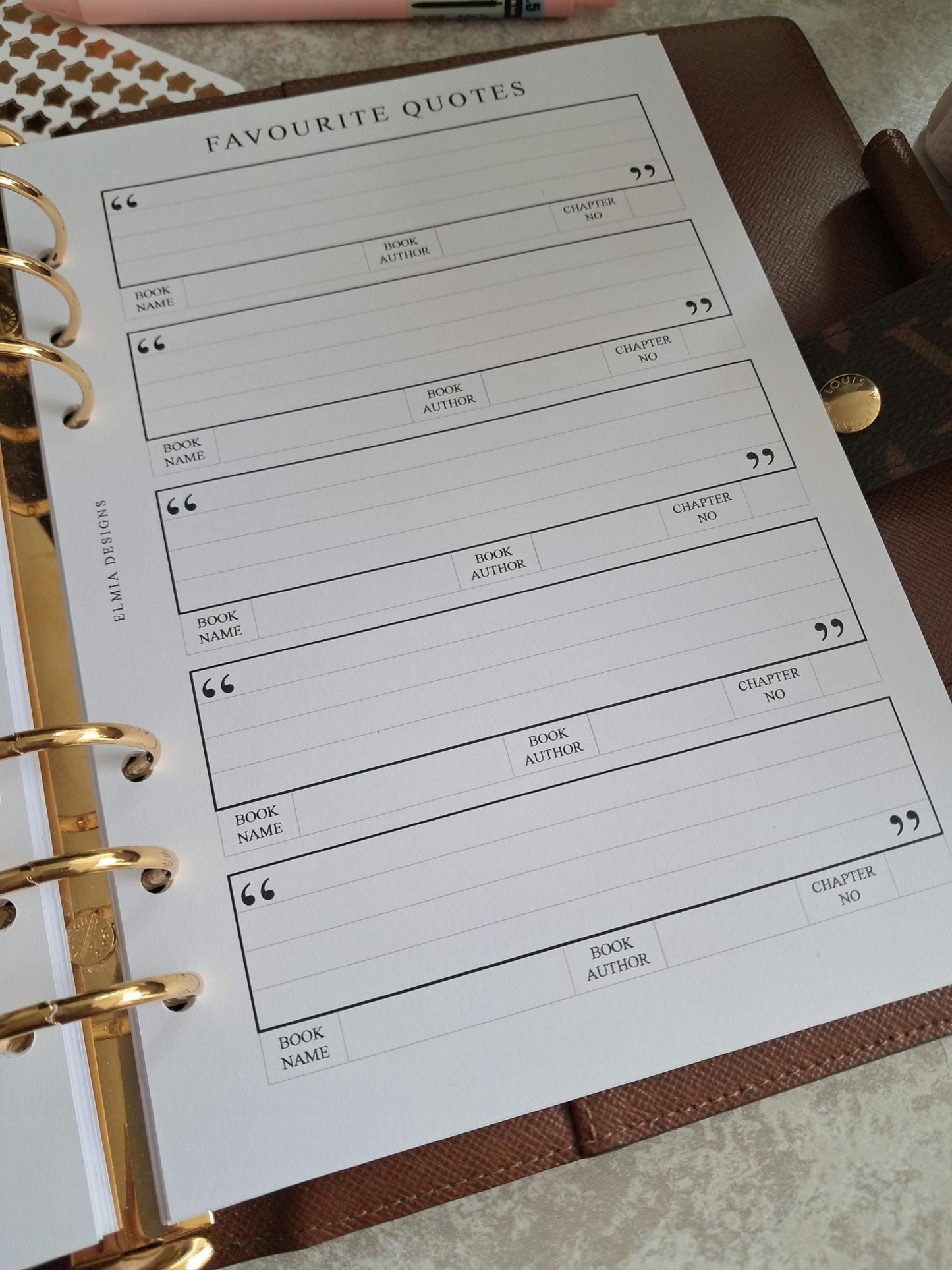 Digital Download A5 Size Reading Journal | Bookish gifts | Book Review | Reading tracker | Planner inserts | Favourite Book Quotes