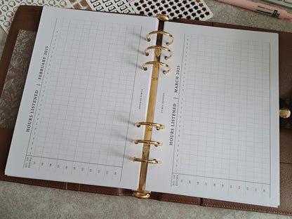 Digital Download A5 Size Reading Journal | Bookish gifts | Book Review | Reading | Planner inserts | Audiobook Listening Tracker BUJO