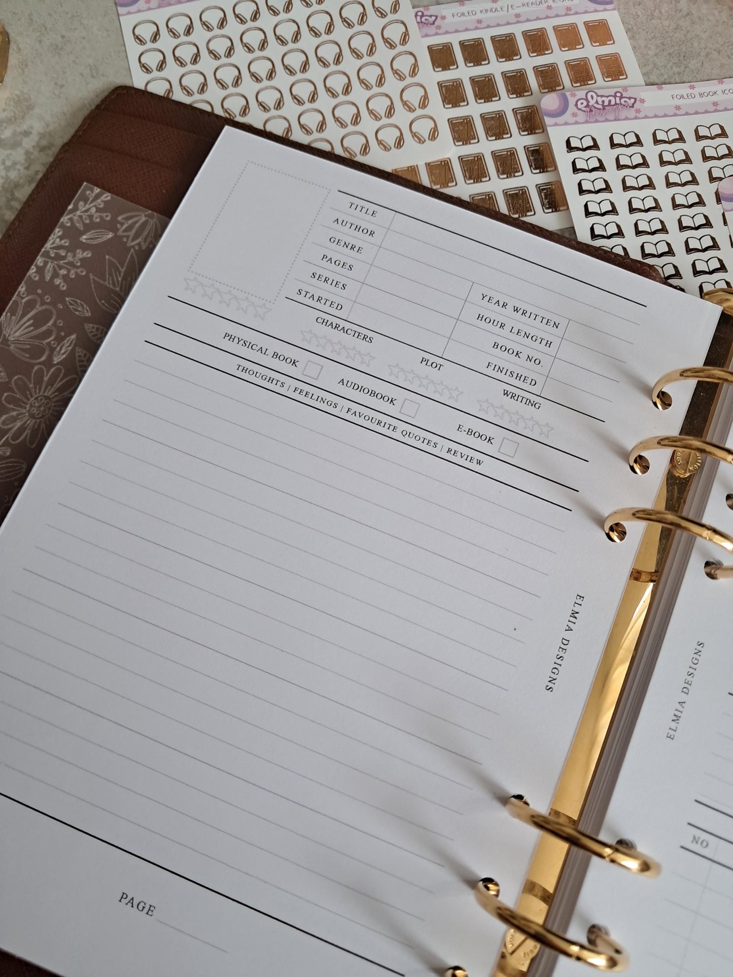 Digital Download A5 Size Reading Journal | Bookish gifts | Book Review | tracker | Planner inserts | Review Pages 1 Per Page Book Notes