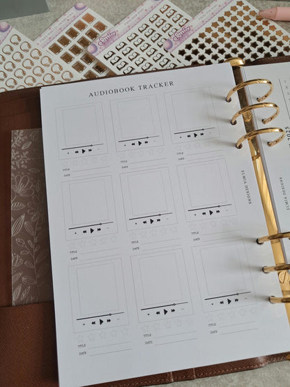Digital Download A5 Size Reading Journal | Bookish gifts | Book Review | Reading | Planner inserts | Audiobook Listening Tracker BUJO