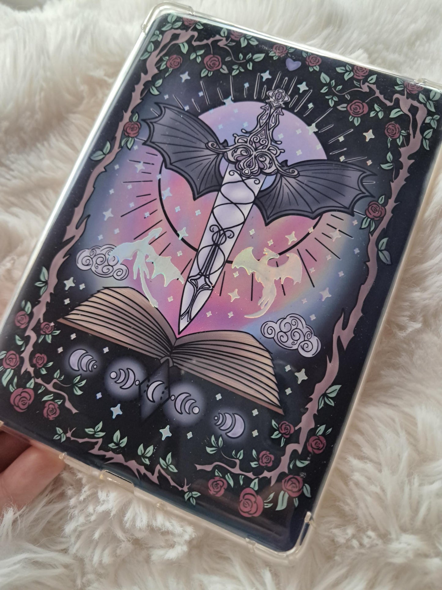 Foiled Kindle Case Insert | Reader Gifts | Bookish | Sticker | Booktok | dragons | fantasy | Romance | Romantasy | Moon | Colourful | Skin