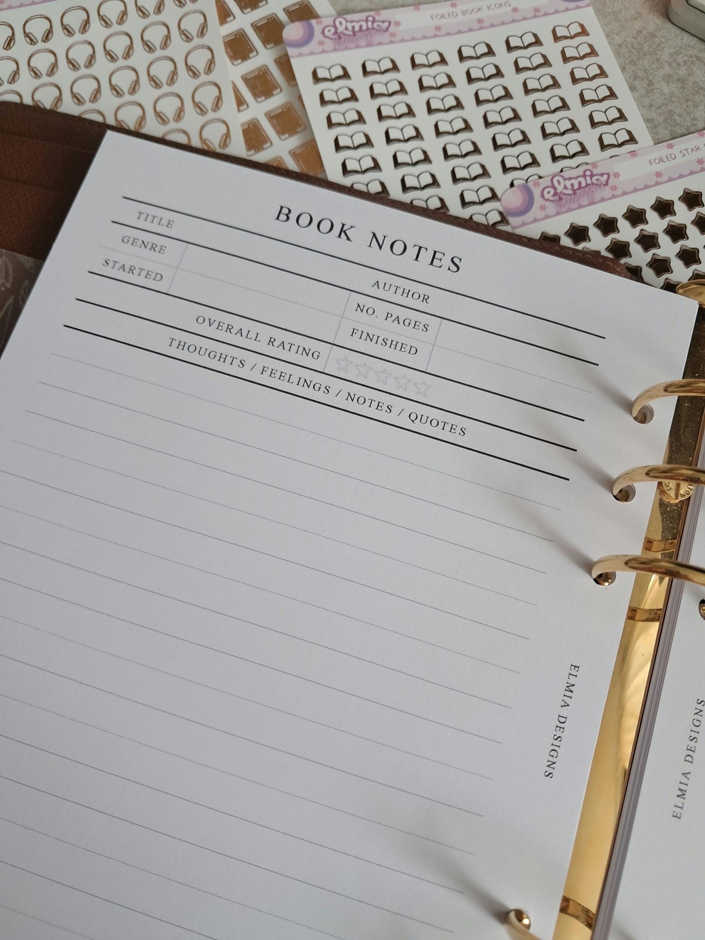 Digital Download A5 Size Reading Journal | Bookish gifts | Book Review | Reading tracker | Planner inserts | Book Note Pages