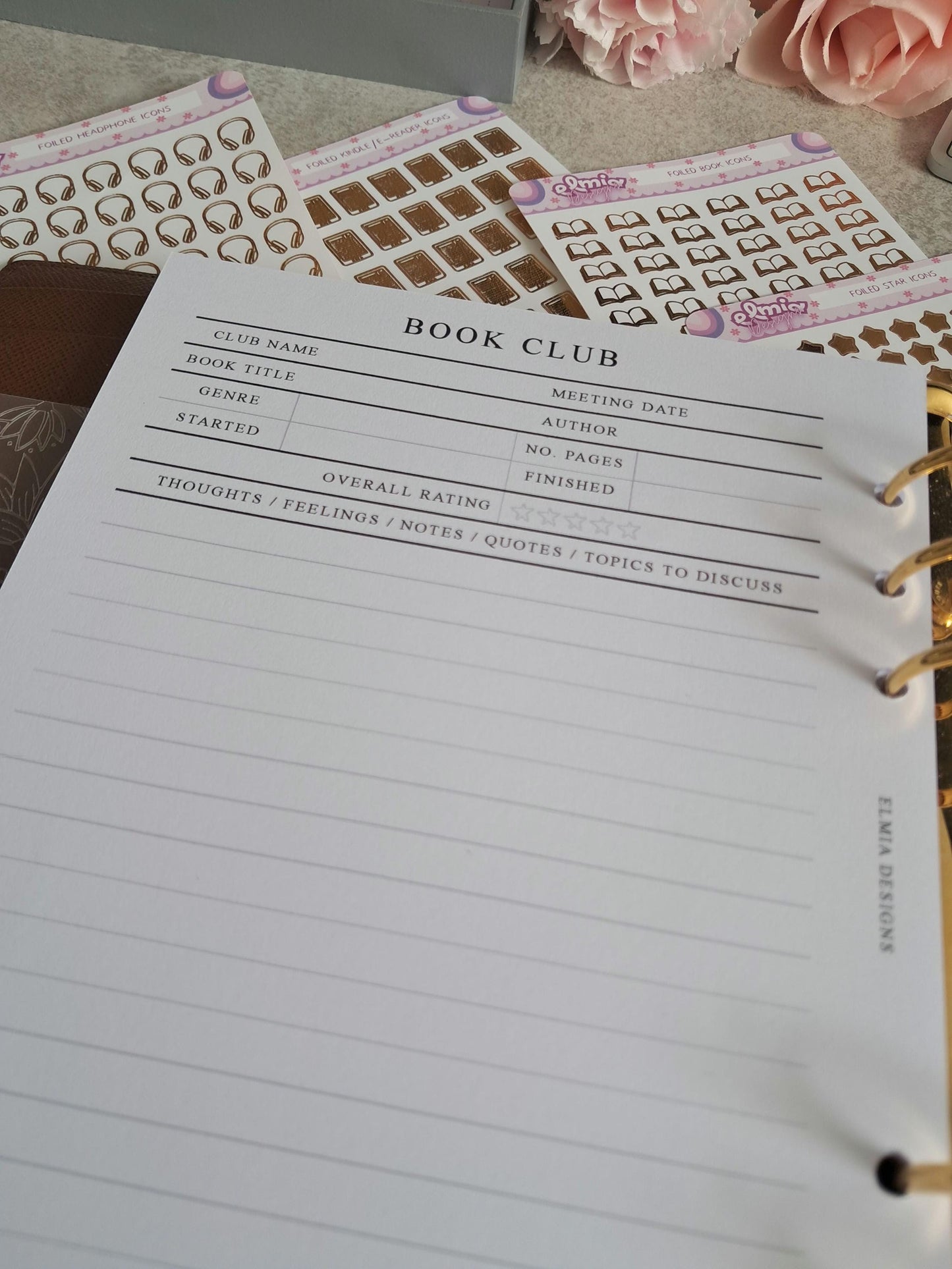 Digital Download A5 Size Reading Journal | Bookish gifts | Book Review | Reading tracker | Planner insert | Bookclub Meeting Notes Book Club