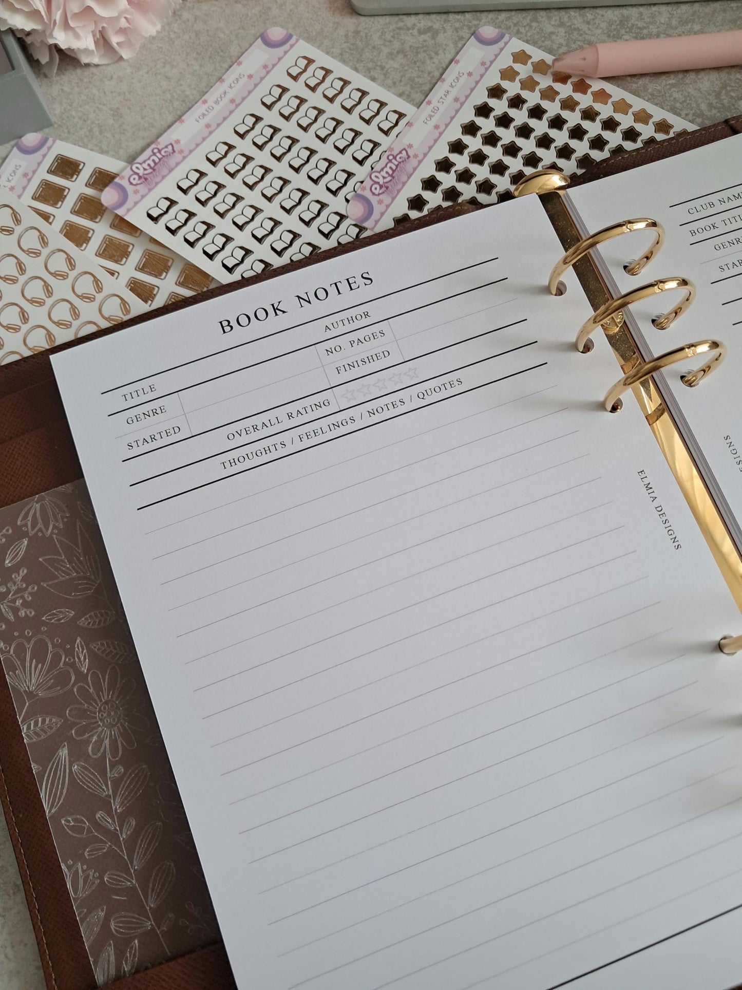 Digital Download A5 Size Reading Journal | Bookish gifts | Book Review | Reading tracker | Planner inserts | Book Note Pages