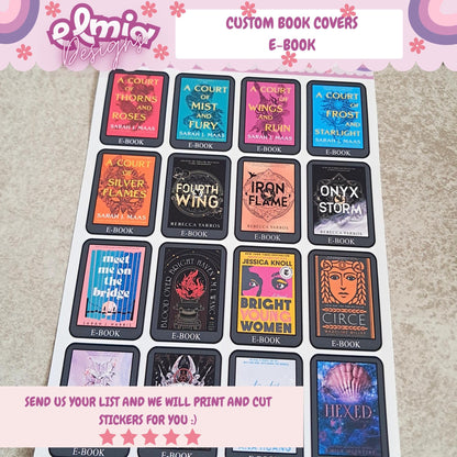 Printed Custom Book Cover Stickers | Reading Journal | Bullet Journal | Planning | Reading Gifts | Booktok | tracker | Books Ebook Audiobook