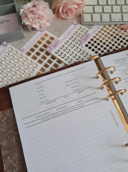 Digital Download A5 Size Reading Journal | Bookish gifts | Book Review | tracker | Planner inserts | Review Pages 1 Per Page Book Notes