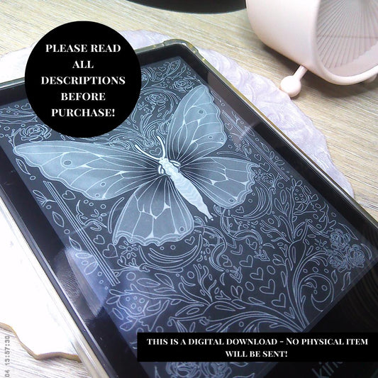 Kindle Lock Screen Screensaver Download | Reader Gift | Bookish | Decor | Stickers | Booktok | floral fantasy | butterfly | girly wallpaper