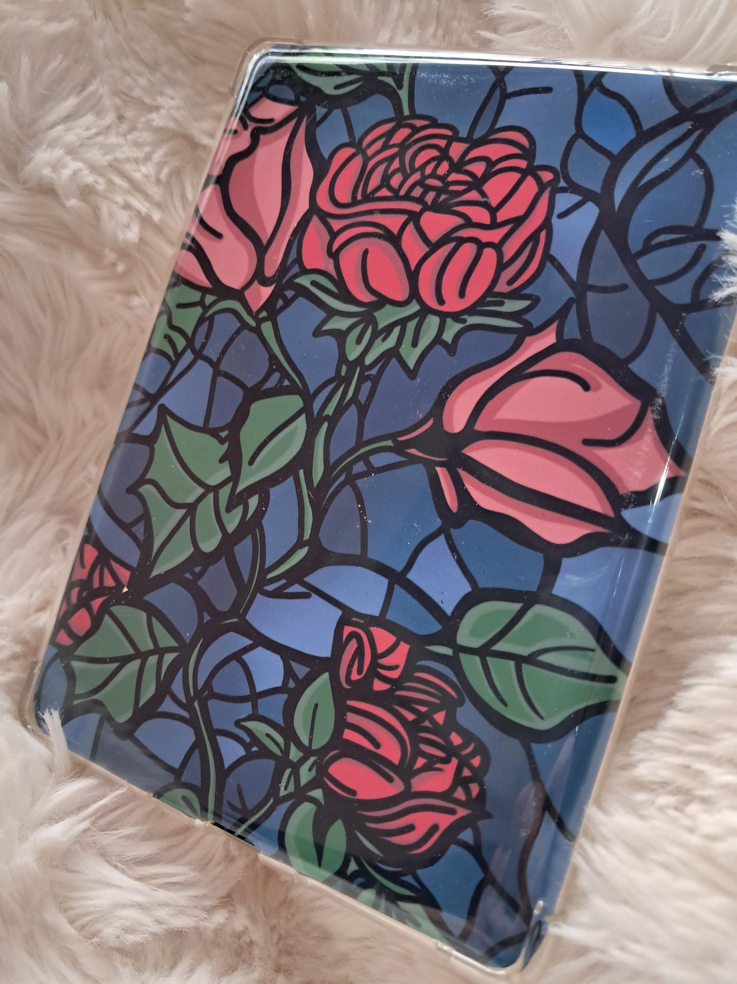 Printed Kindle Case Insert | Reader Gifts | Bookish | blue red Decor | Kindle Stickers | Booktok | rose stained glass  vinyl sticker girly