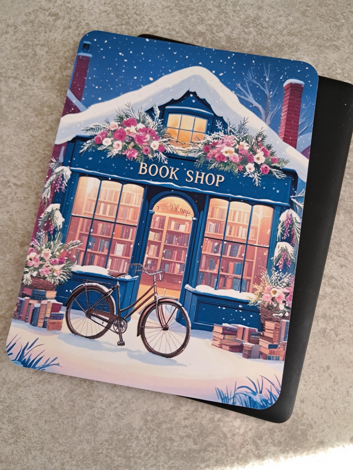 Printed Kindle Clear Case Insert | Reader Gifts | Bookish | Decor | Pretty Stickers | Booktok | Book Shop Artwork Seasonal Winter Snow Blue