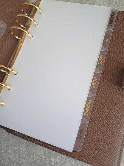 Custom Foiled Side Top Bottom Tab Dividers | BUJO | Planner Insert | Plastic Divider | Personal | A5 | A6 | Pocket | B6 | Journal | Planning