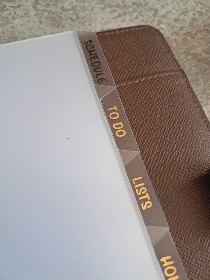 Custom Foiled Side Top Bottom Tab Dividers | BUJO | Planner Insert | Plastic Divider | Personal | A5 | A6 | Pocket | B6 | Journal | Planning