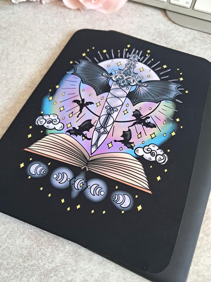 PRINTED Kindle Case Insert | Reader Gifts | Bookish | Sticker | Booktok | dragons | fantasy | Romance | Romantasy | bat | Dark | Skin book