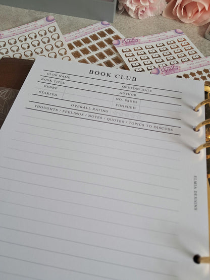 PRINTED A5 Size Reading Journal | Bookish gifts | Book Review | Reading tracker | Planner insert | Bookclub Meeting Notes Book Club
